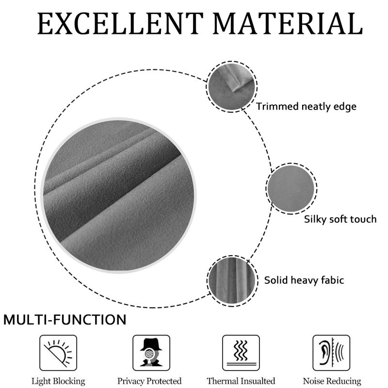 SMILETIME Grey Velvet Curtains 84 in Long with Grommet, Thermal Insulated Super Soft Privacy Noise Reducing Light Filtering Velvet Curtains for Living Room, 2 Panels, Each 52 x 84 inches Long - Image 5